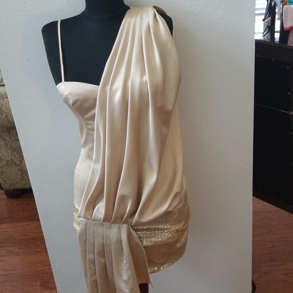 bebe Dresses & Skirts - BEBE Champagne Gold Cocktail Dress Size XS